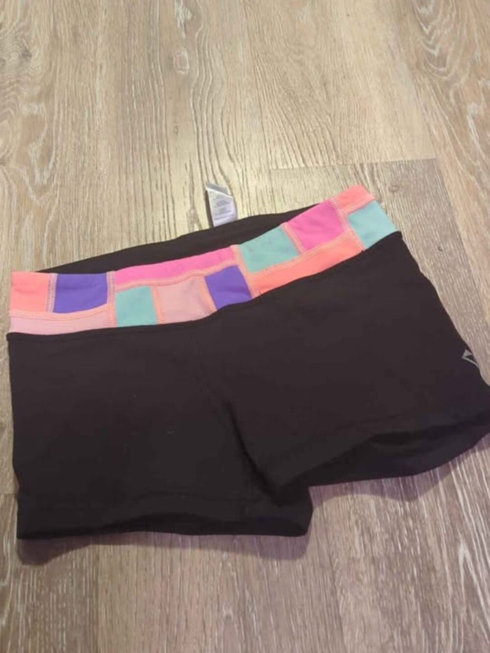 ivivva Black Athletic Shorts Size 12 Colorful Waistband